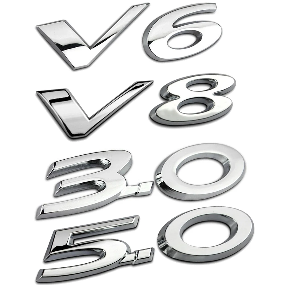 

Metal 3.0 5.0 V6 V8 R S R-SPORT Logo Emblem Letter Sticker Car Tuning For Jaguar XF XE XJ F E I PACE F D C E X TYPE Fender Trunk