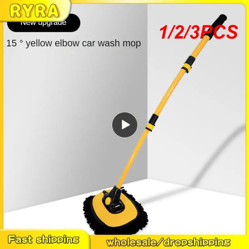 

1/2/3PCS Car Cleaning Brush Car Wash Brush Telescopic Long Handle Mop Chenille Broom Detailing Adjustable Super Absorbent Auto