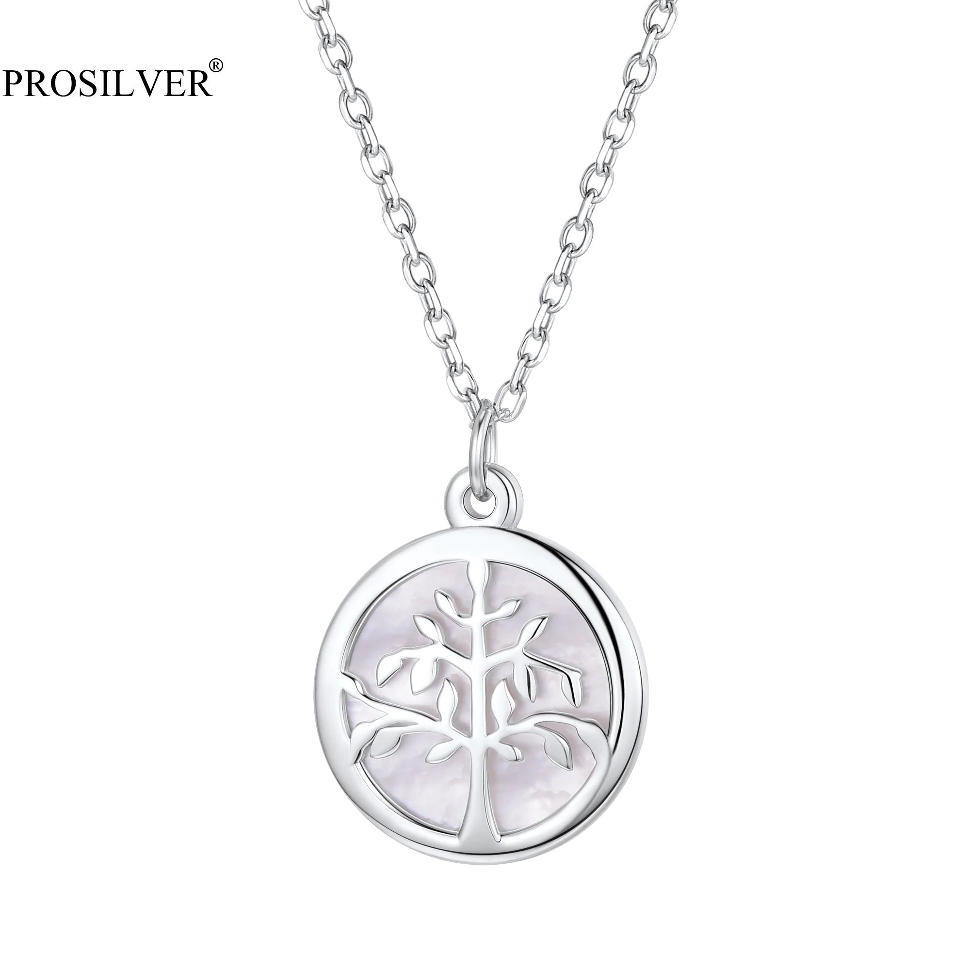 

PROSTEEL 925 Sterling Silver Tree of Life Shell Necklace Women Jewelry Valentine Gift for Her Dainty Round Tree Pendant PSP3715B