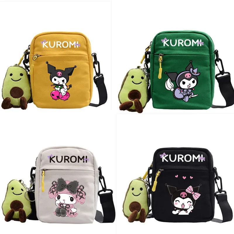 

Kuromi School Bag Anime Peripheral Oblique Bag Fashion Printing Small Square Bag One Shoulder Oblique Backpack for Men and Women