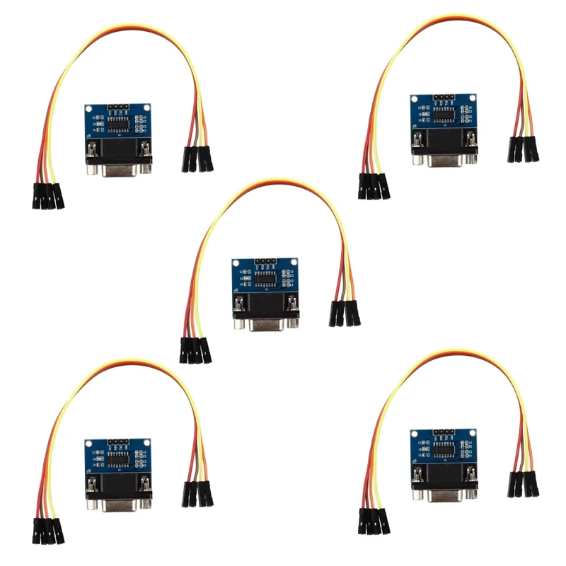 

Hot 5X MAX3232 RS232 Serial Port To TTL Converter Module DB9 Connector With 20 Jump Cables