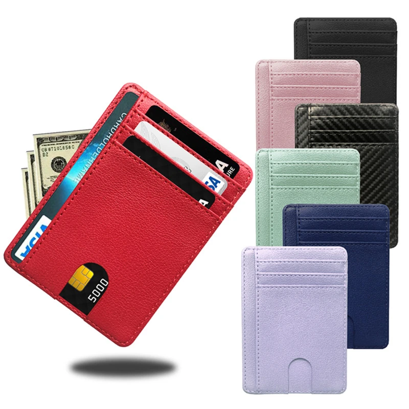 

Slim Wallet RFID Blocking Minimalist Credit Card Holder Leather Wallet Credit ID Card Cover Purse Money Case Bag for Men Women