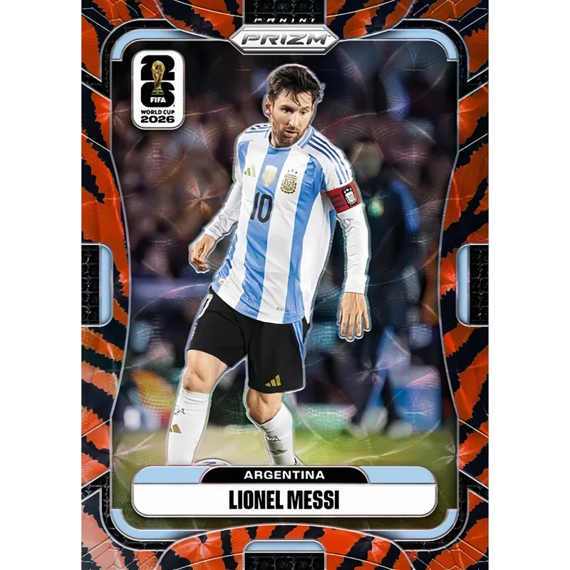 Самодельная коллекционная карточка по футболу Panini FIFA World Cup Kabum с рисунком тигра Месси, Месси с эффектом дробленого льда, коллекция Месси. (art.: 3920dd0073386) - 3920dd0073386