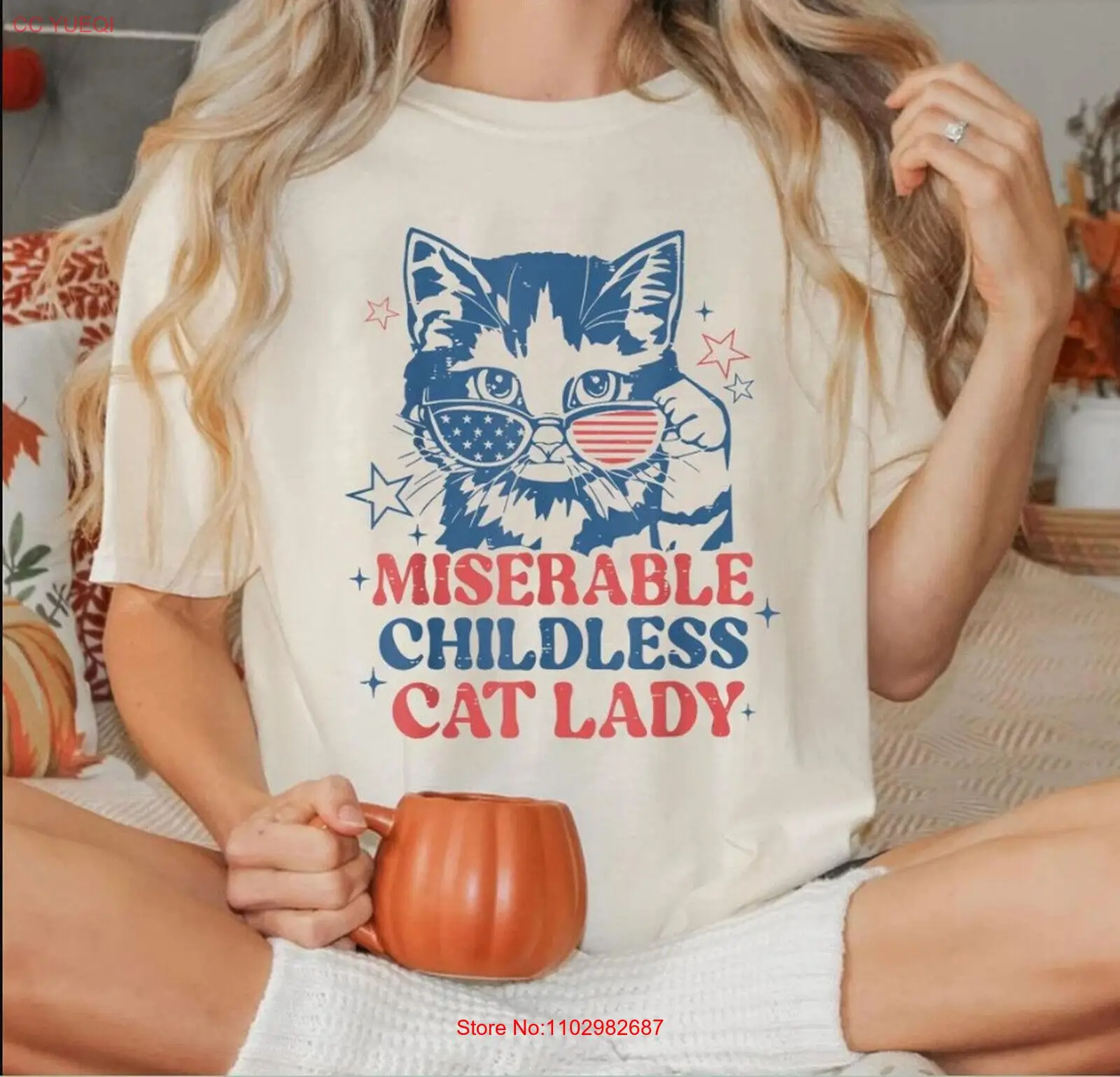 Несчастная рубашка с надписью кот леди Камала Харрис 2024