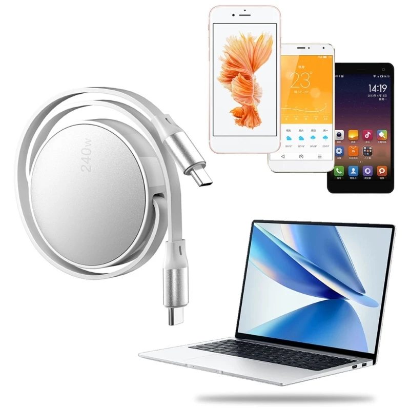 Выдвижной кабель USB C 240 Вт тип шнур для быстрой зарядки зарядное устройство 480