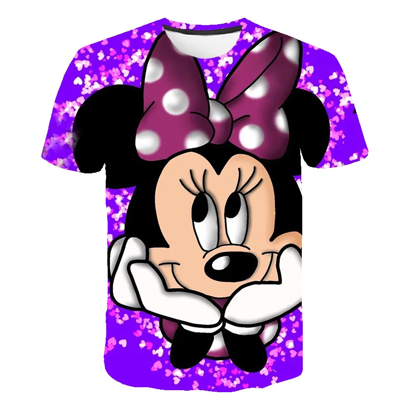 

T-shirt Boys Summer Disney Mickey Mouse Cartoon Anime 3d Print Girls Clothes Short Sleeve Streetwear Children Tshirts