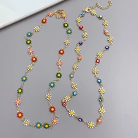 minar bohemia butterfly daisy evil eye pendant necklaces for women rainbow enamel freshwater pearl choker necklace party jewelry