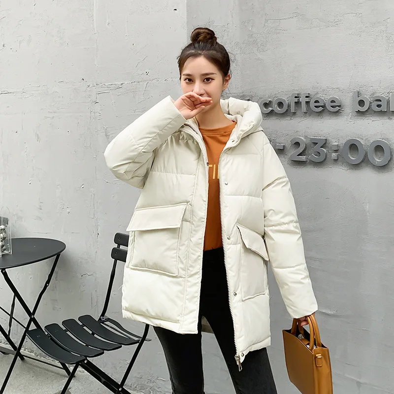 Autumn Winter Jacket 2022 Women's Thicken Warm Coats Casual Parkas Simplicity Solid Color Big Pocket Loose Hooded Coat Jackets