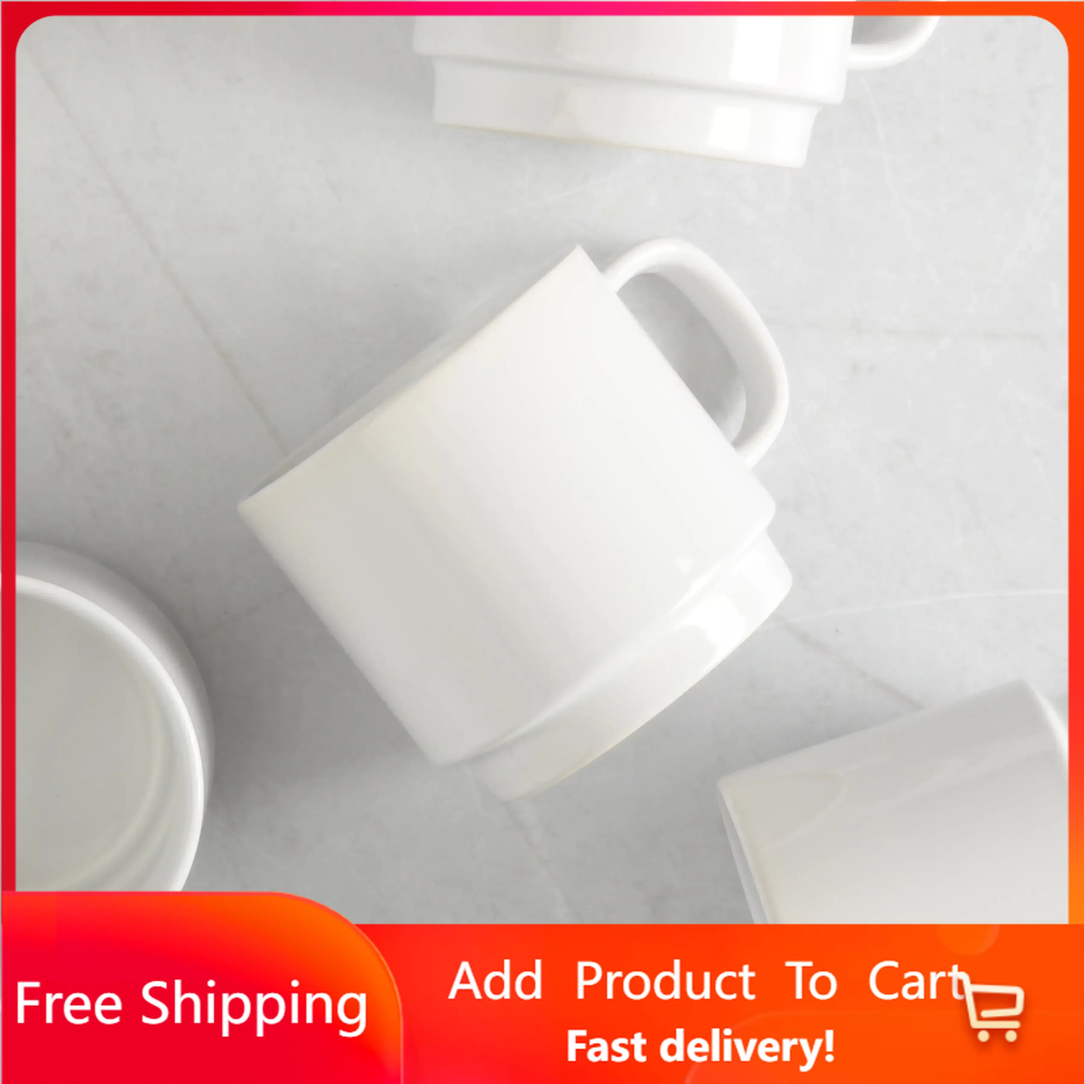 

Cups 14.8-Ounce Stackable White Stoneware Mug Set, Set of 4, Mugs Coffee Cups , Coffe Cup , Mug