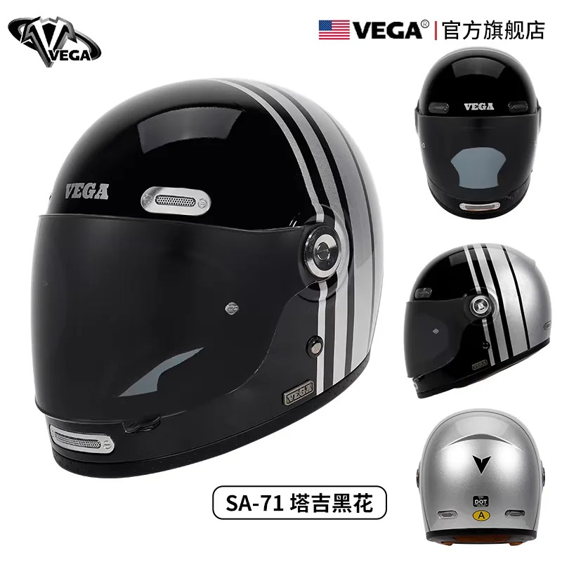 

USA VEGA Motorcycle Helmet ECE DOT Approved Full Face Black Lens Off Road Racing Helmet Cascos Para Moto Capacete Men Casco Moto