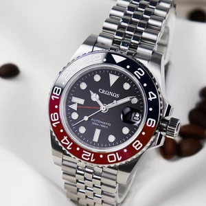Imported CRONOS GMT Watches Bidirectional Bezel Men's Automatic Mechanical Watch Sapphire Glass 200M Waterpro