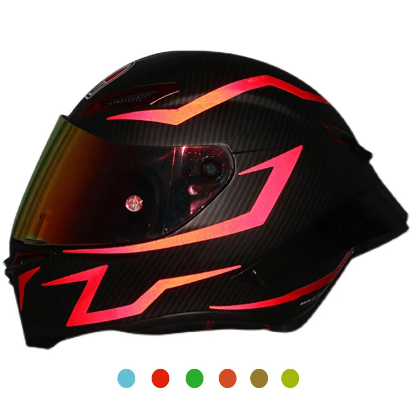 Reflektierende Motorrad Helm Aufkleber Racing Streifen Aufkleber Aufkleber Vinyl Grafiken Decor Zubehör für AGV SHOEI Arai HJC KYT