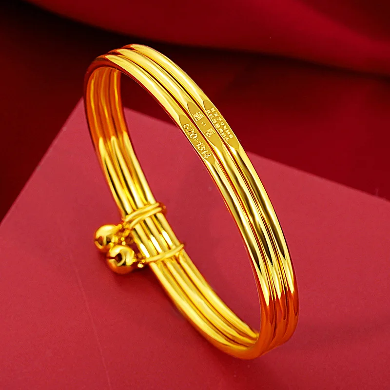 New Bracelet Women's Fine Sand Ring Fashion Style Versatile Vietnam Sha Jin Women's Three Ring Bracelet Does Not fade