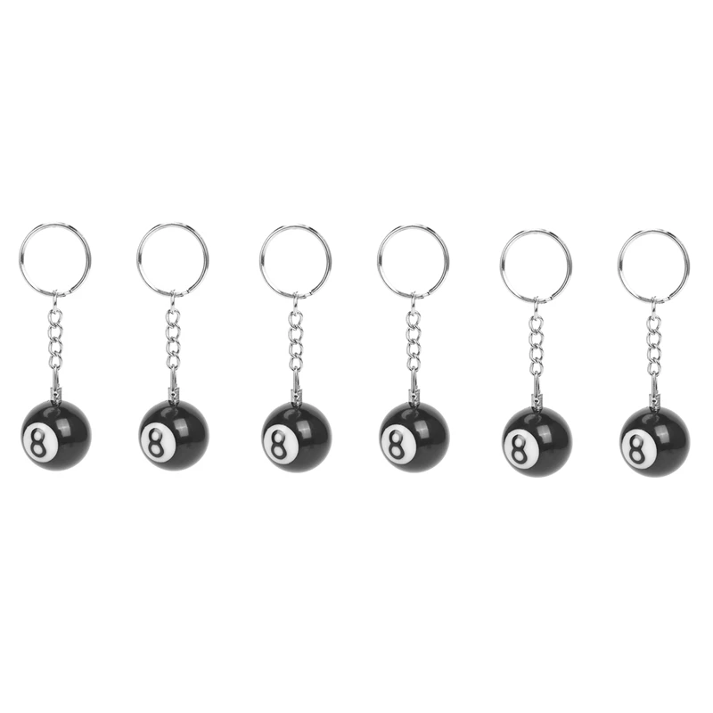 

6X Billiard Ball Key Chain Key Ring Happy No. 8