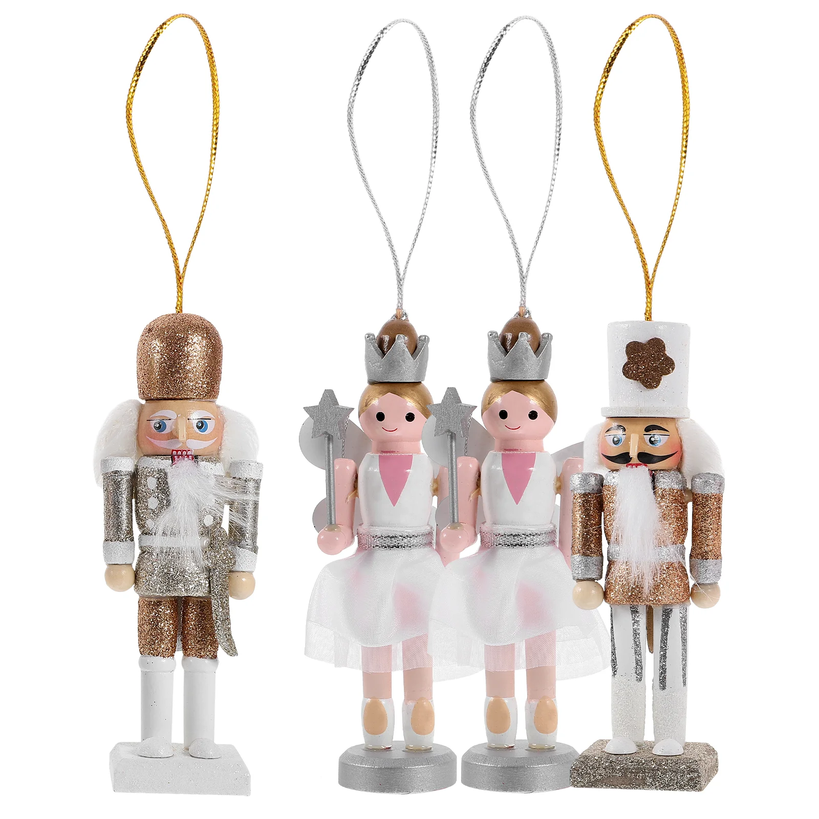 

4 Pcs Christmas Hanging Nutcrackers Decoration Ornaments Craft Xmas Tree Decorations Figure Festival