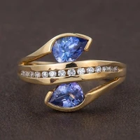 new flower womens ring creative fashion blue zirconium diamond womens ring