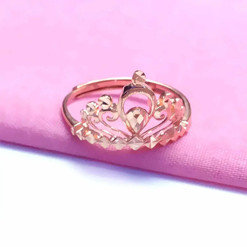 

Pure Russia 585 New Women's Crown Open Ring Fashionable Stylish Plated 18K Color Gold Ring