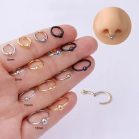 1pc 1 2mm 16g surgical stainless steel ball hinged segment clicker hoop septum ring nose rings earrings body piercing jewelry