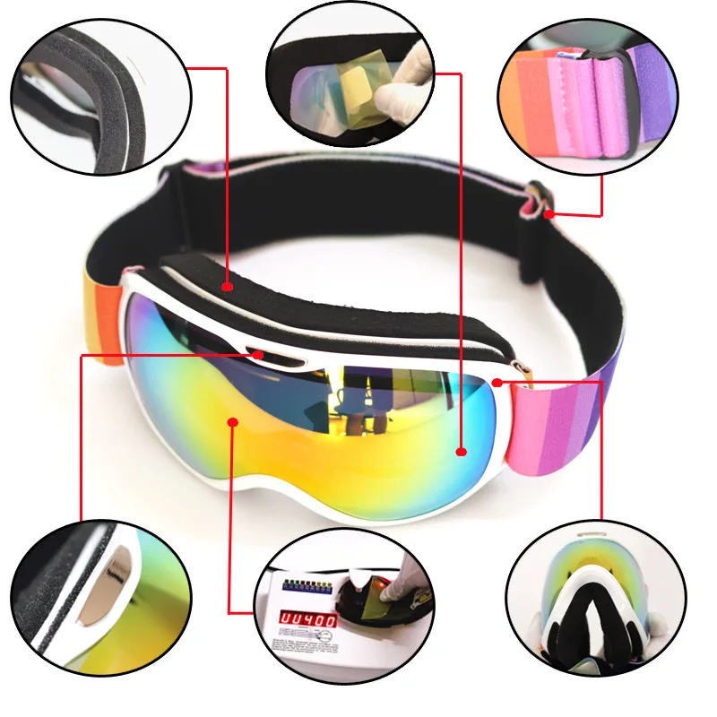 Мужские лыжные очки BOLLFO лыжная маска UV400 Детские двухслойные незапотевающие