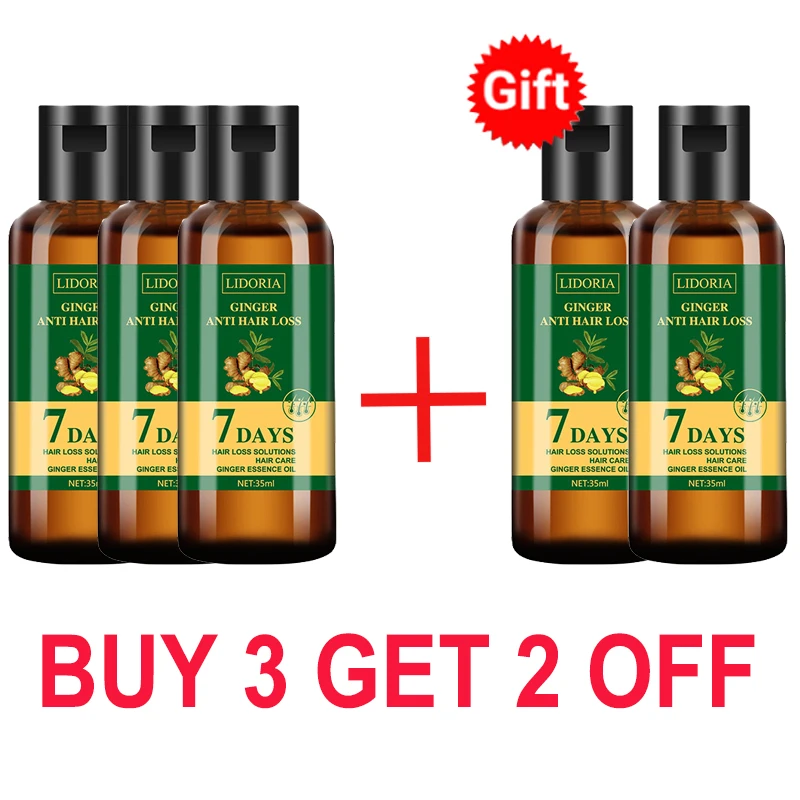 10pcs Ginger Hair Growth Products Anti Hair Loss Serum Liquid Fast Grow Prevent Baldness Men Women Hair Care Essential Oil 35ml