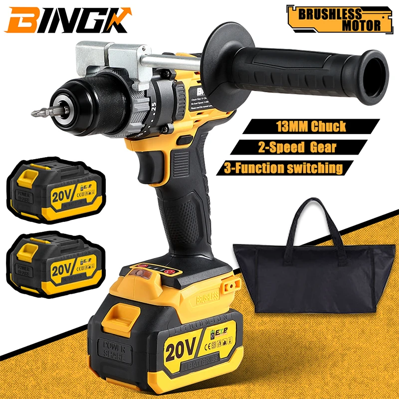BINGK 13 мм бесщеточная электрическая Ударная дрель 3 в 1 электрическая Беспроводная отвертка ручная дрель для Makita18-21 в аккумуляторные электроинструменты BINGK 13 мм бесщеточная электрическая Ударная дрель 3 в 1 электрическая Беспроводная отвертка ручная дрель для Makita18-21 в аккумуляторные электроинструменты