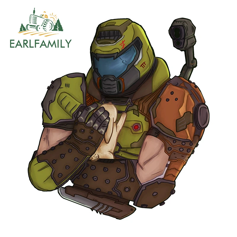 

EARLFAMILY 13cm x 11.7cm for Doom Game Car Stickers Sunscreen Personality Decals Car Styling Creative Cute Trunk Caravan Decor