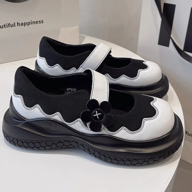 

Женские кожаные туфли на толстой подошве, Туфли Мэри Джейн на высоком каблуке в японском стиле, новинка 2023