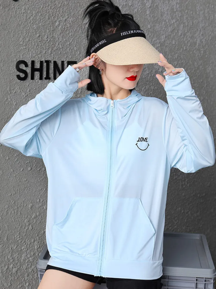 

Basic Jackets Women Fashion All-match Aesthetic Outwear Kawaii Tunic Patchwork Loose Zipper Hooded Clothing Sun-proof Harajuku