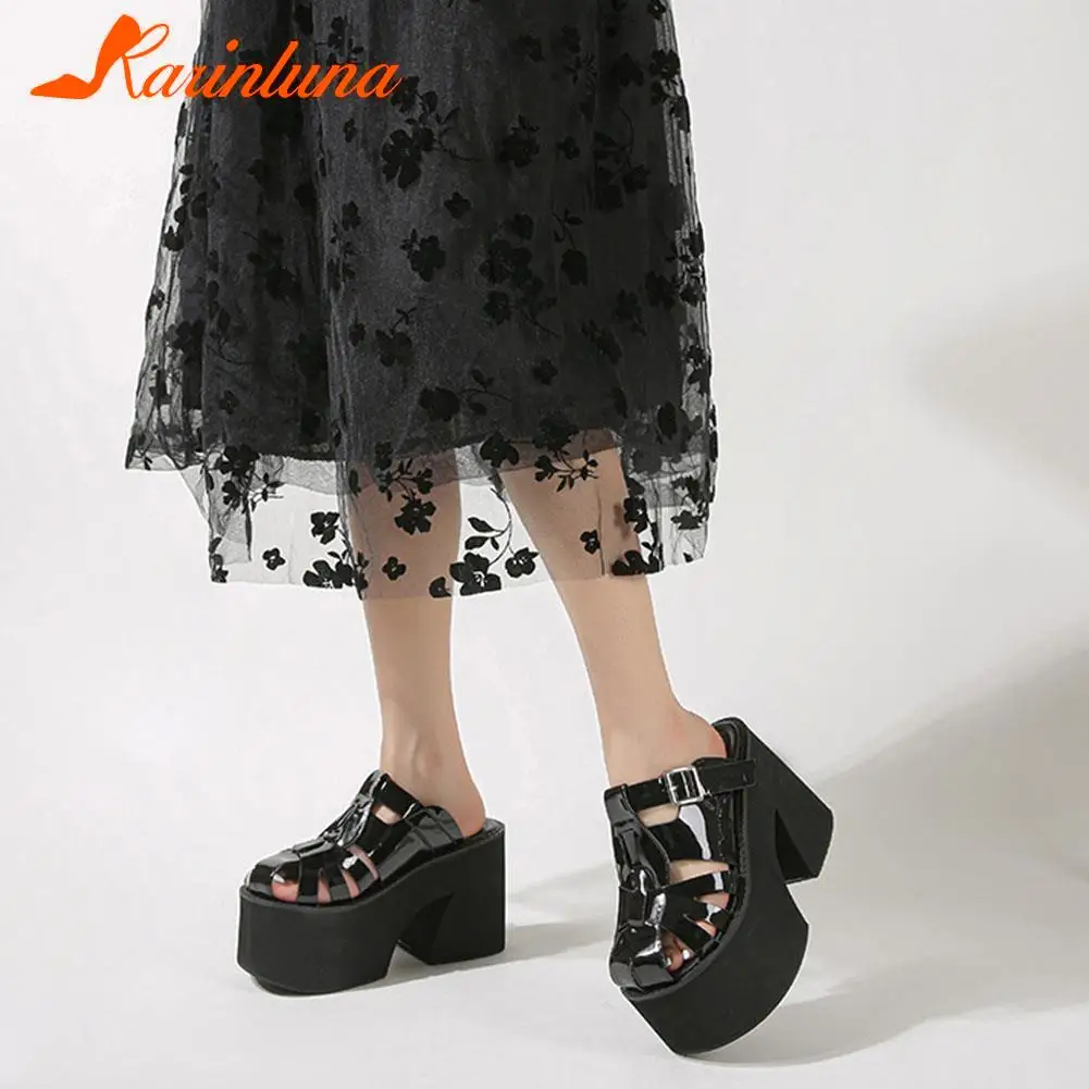 Super High Heels Women's Sandals 2023 Simply Style Roma Platform Sandals Round Toe Hollow Out Comfy Walking Ladies Shoes Summer