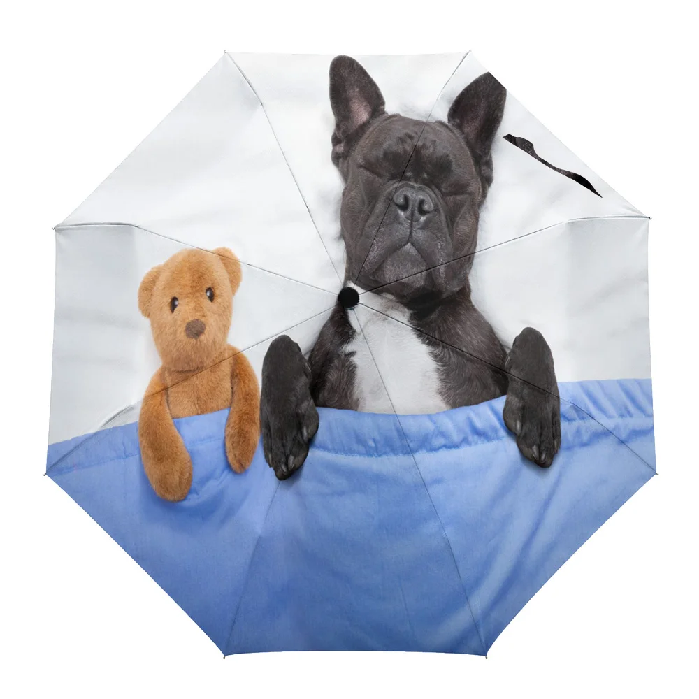 

Poodle Animal Cartoon Fully-automatic Umbrella for Outdoor Kids Adults Printed Umbrella Foldable Eight Strand Umbrella