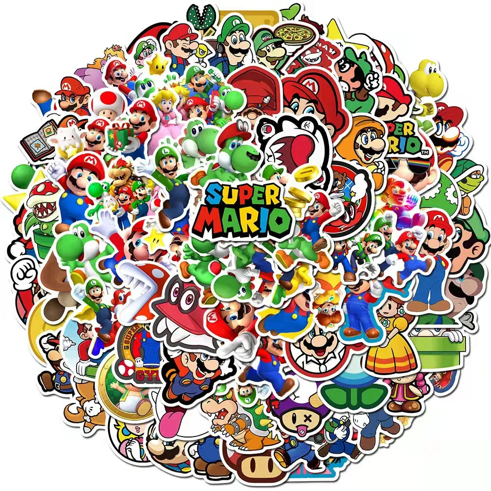 

50/10pcs Mario graffiti stickers Super Mario personality motorcycle trolley case computer stickers cartoon waterproof stickers