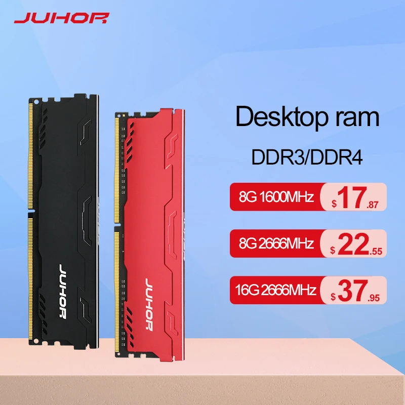 JUHOR Memoria DDR4 8GB 16GB 2666MHz 3200MHz DDR3 8GB 1600MHz Memoria Desktop Ram