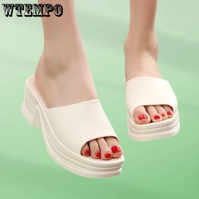 

WTEMPO Fashion Women's Slippers PVC Soft Non-slip Sandals Flatform Open Toes Flip Flops Wedge Summer Modern Slides Dropshipping