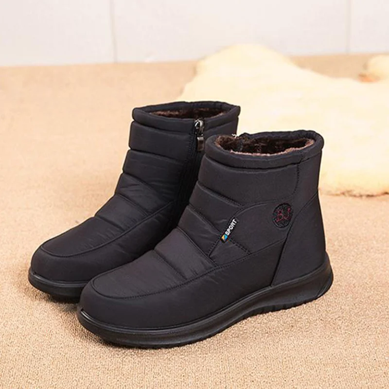 

Snow Women Boots Flat Ladies Shoes zipper Platform Shoes Woman Fur Ankle Boots Waterproof Soft Botas Mujer Winter Woman Boots