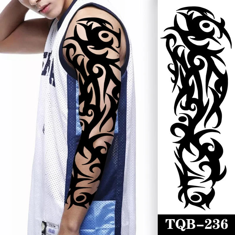 

Waterproof Temporary Tattoo StickerTotem Flame Dart Full Arm Large Size Sleeve Tatoo Fake Tatto Flash Tattoos for Men Women