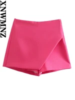 xnwmnz new women fashion solid color skirt shorts female youthful elegant summer high waist asymmetric skort womens clothing