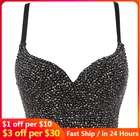 Женский укороченный топ без рукавов, соблазнительное бюстье с жемчугом и бусинами, корсет пуш-ап, клубный бюстгальтер без косточек