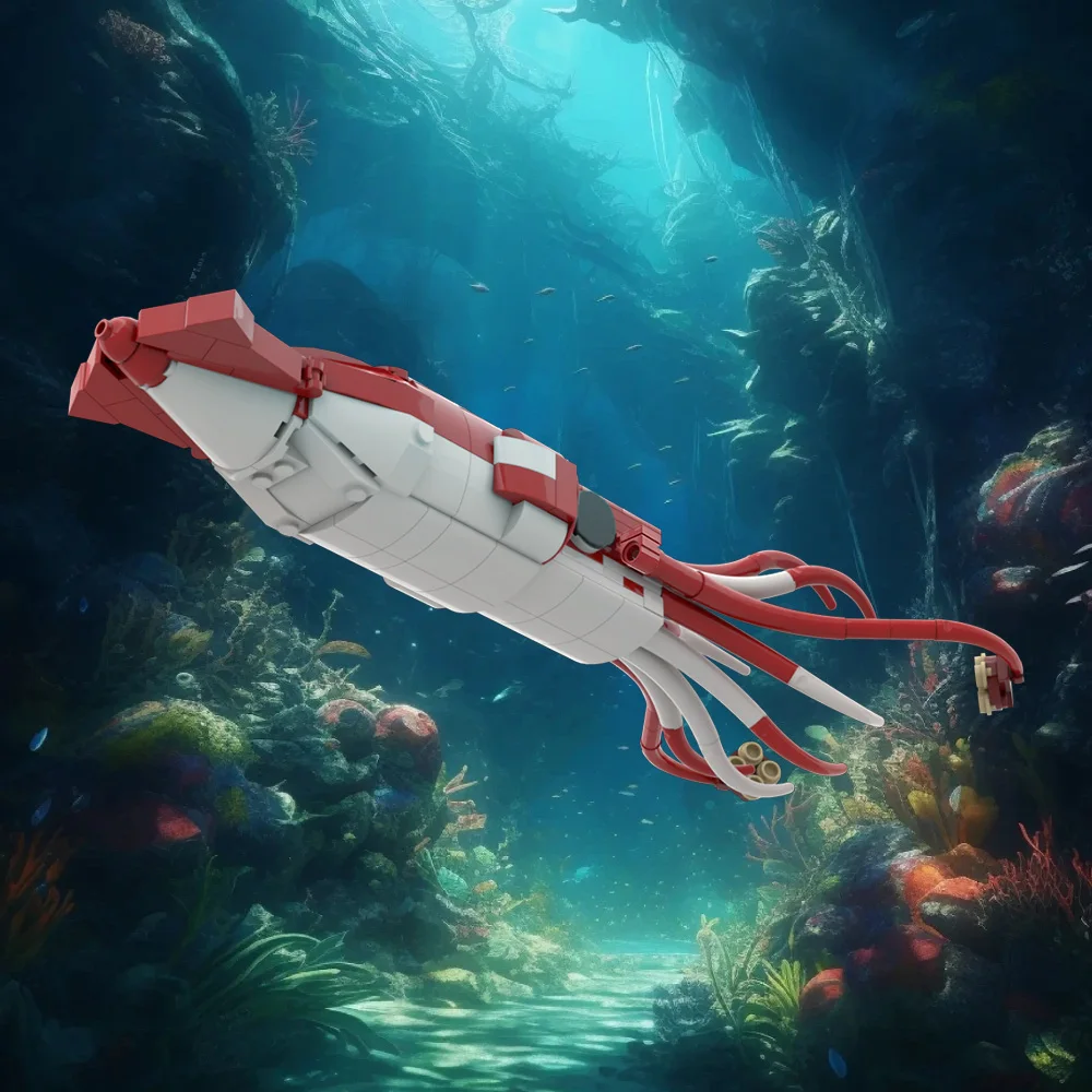 Фото Gobricks MOC гигантские кальмары Architeuthis корабль строительные блоки модель Subnauticaeds кирпичи diy Lifepods циклоп игрушка детский подарок №4