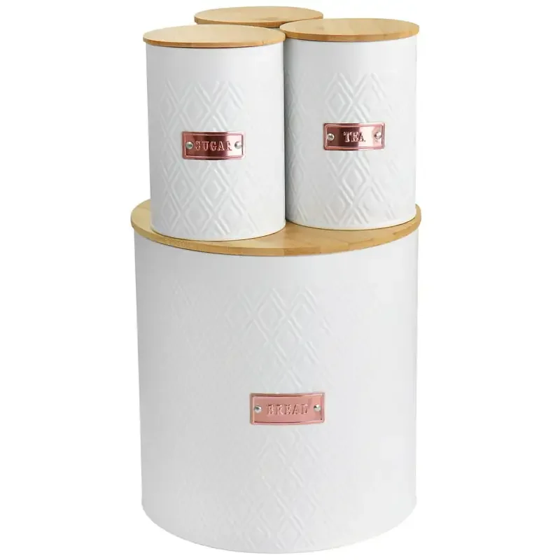 

Color, Bold and Sturdy Bold, Sturdy White Color Iron Canister Set - Perfect for Any Kitchen Storage Solutions.