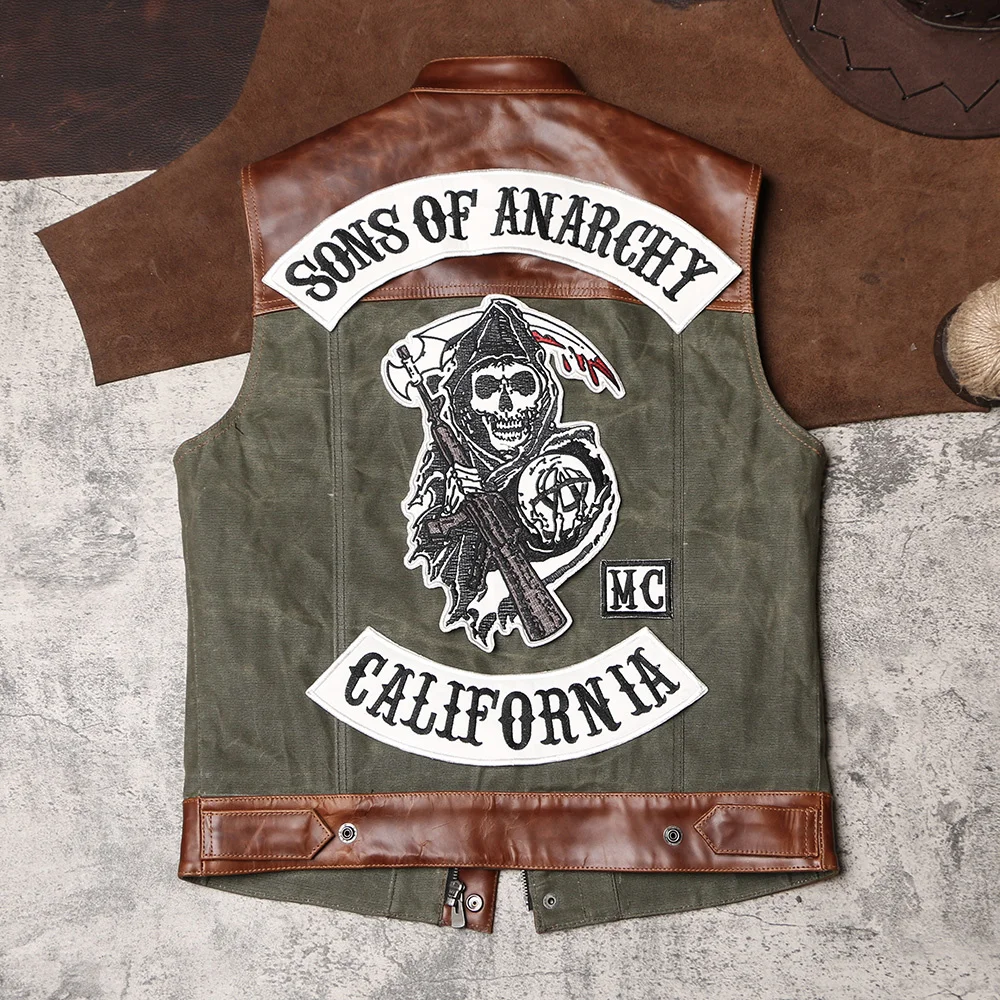 

DSCV548 Asian Size Super Quality Goat / Cow Leather Vintage Waistcoat Men's Stylish Biker Vest