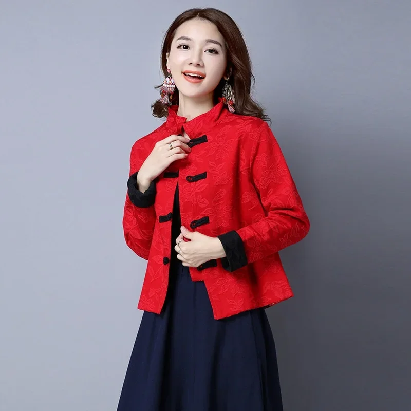 Новогодняя одежда в китайском стиле Женский винтажный костюм ханьфу из хлопка и