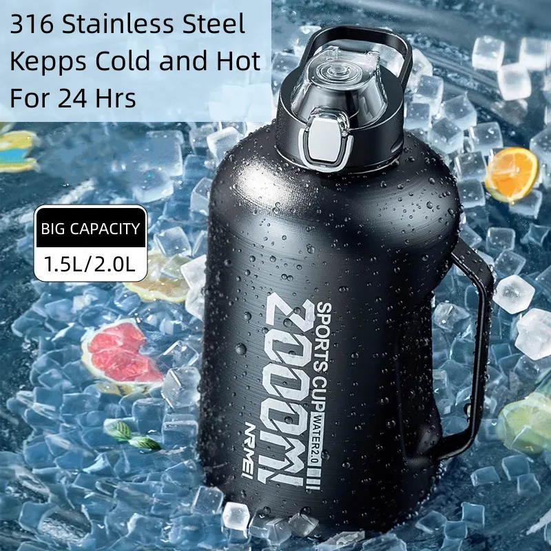 Stainless Steel Portable Straw Thermos Bottle Outdoor Sports