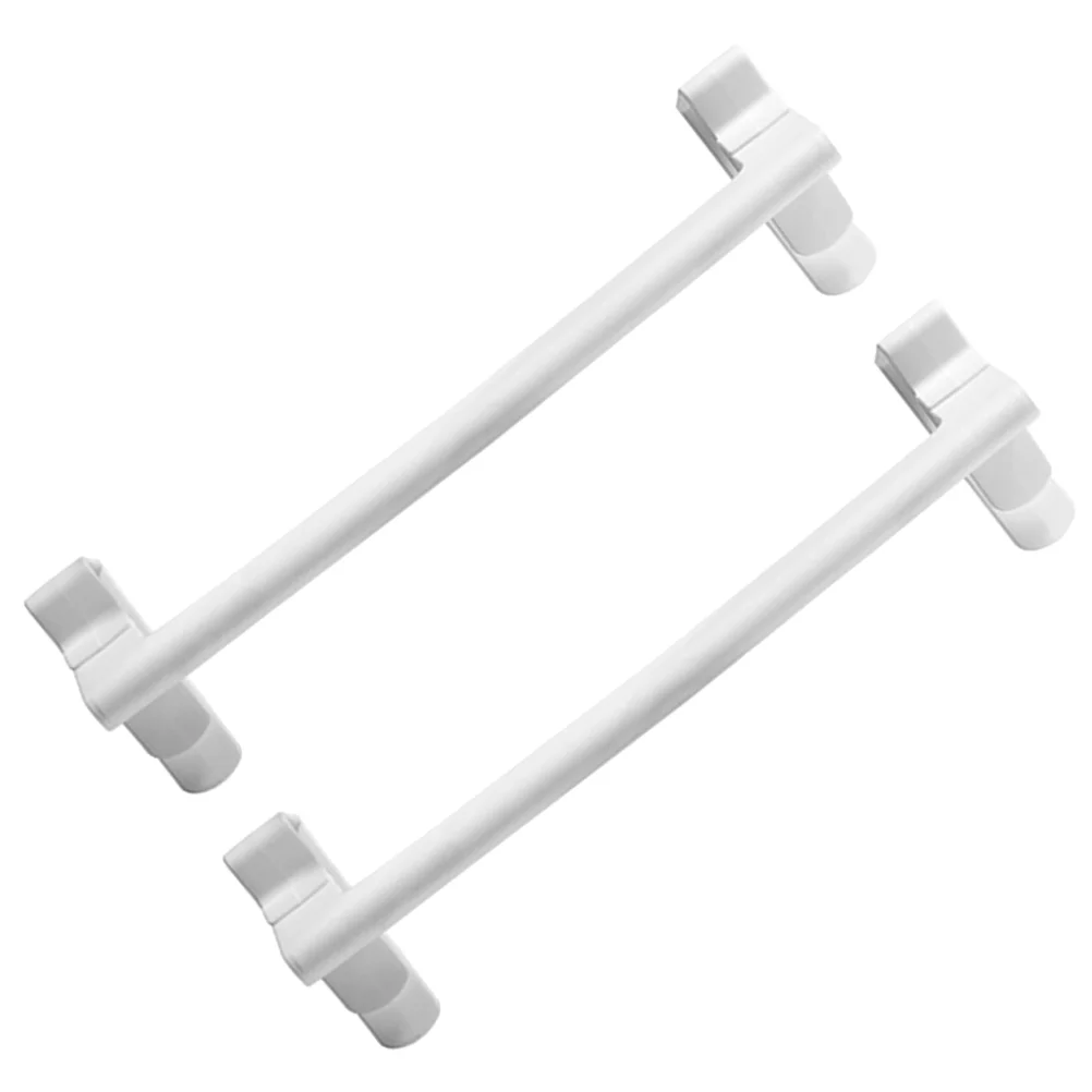 

2 Pcs Punch Free Towel Rack Hand Holder Buckle Bar Cabinet Shelf White Abs Door Hanging No Drill