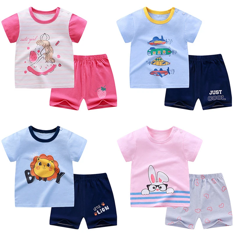 

2022 Summer Boutique Kids Clothing Set Fashion cartoon Cotton Boy Designer Clothes T-shirts Pants Suits Child School Girl Outfit