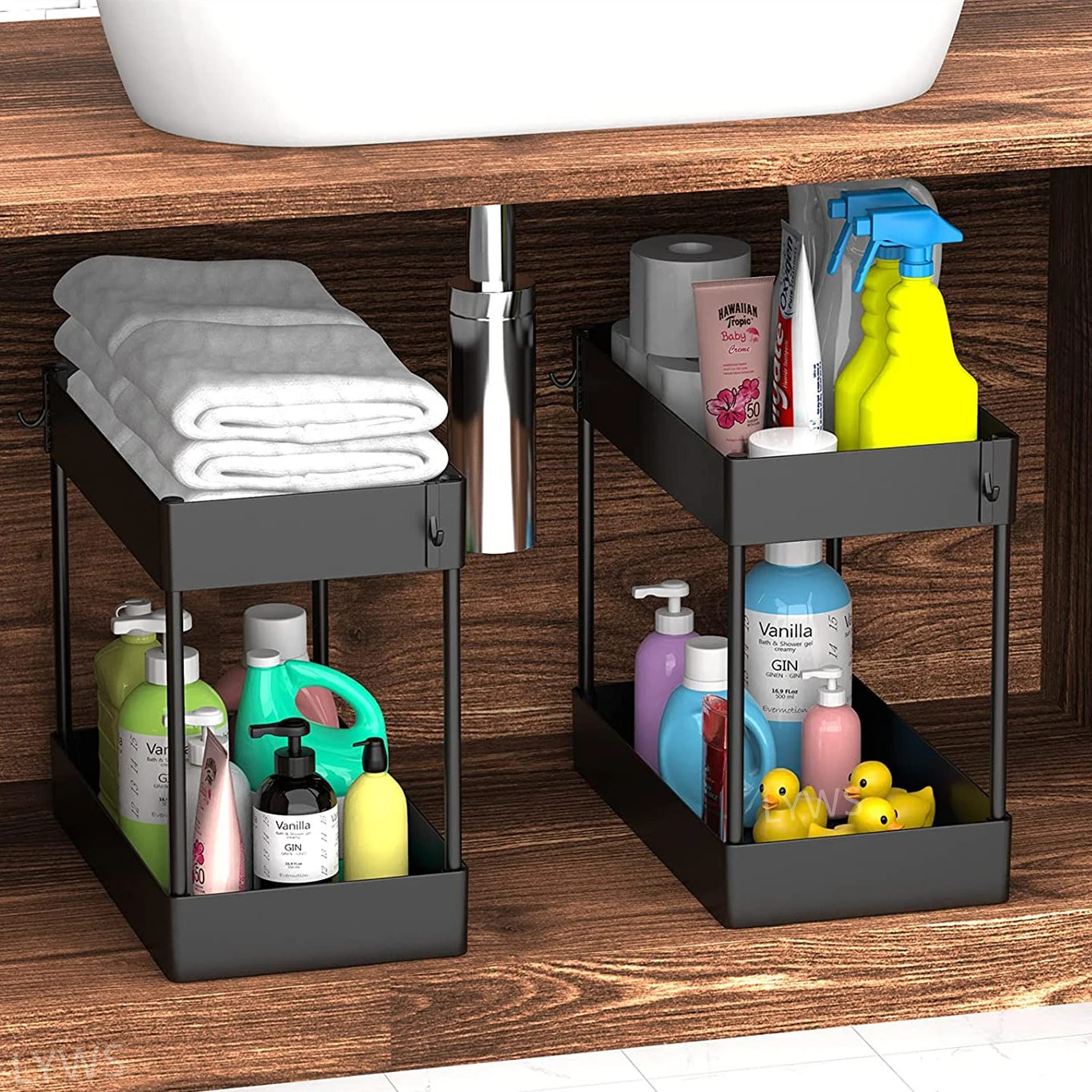 

Kitchen Organizer Under Sink Storage Organizer 2 Tier Cabinet Storage Rack With Hooks Kitchen Spice Rack Bathroom Accessories