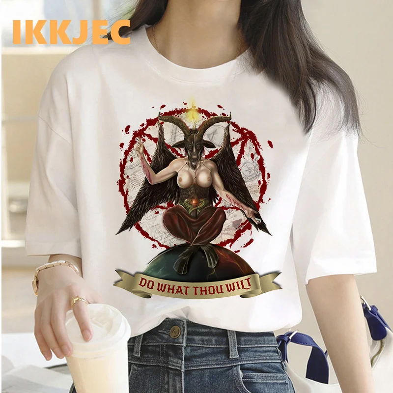 

baphomet clothes female couple clothes 2022 y2k clothes t-shirt t shirt harajuku kawaii white t shirt