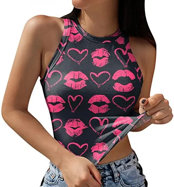 

Ladies trend Tank Top 2022 Spring Wome street Fashion Yk2 Summer Printed sexy Sleeveless Vest Casual Navel Camisole Crop Tops