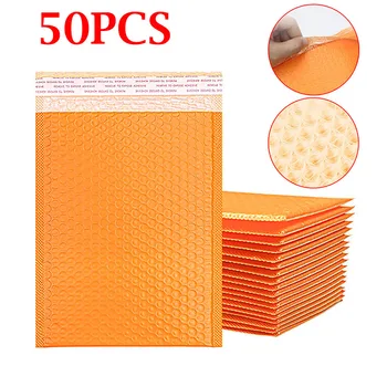 50Pcs Orange Bubble Envelopes Padded Shipping Envelopes Thickened Bubble Mailers Self-Adhering Envelope Bags Express Packing Bag