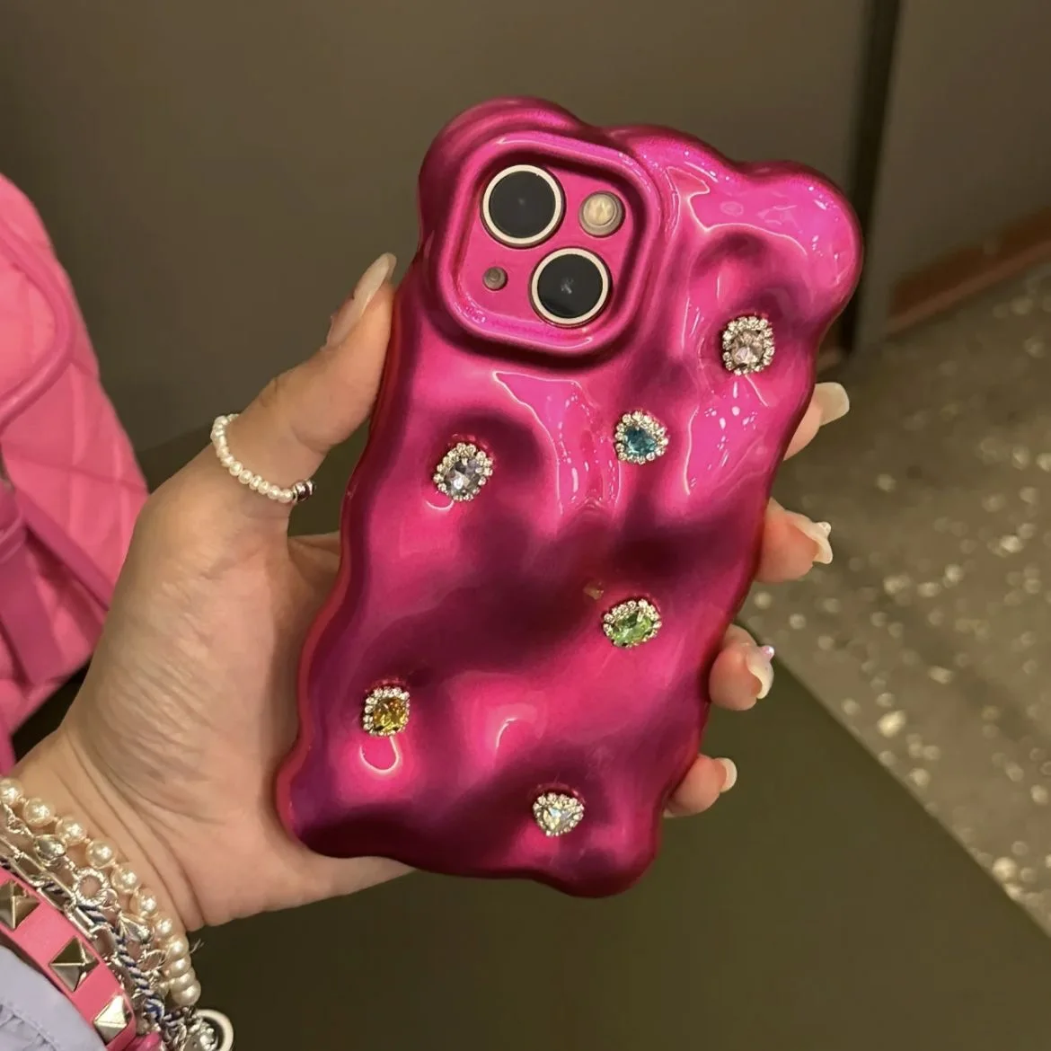 

Girls power Stylish Phone Cover for iphone14 pro max iphone13 12 promax 11 Camera Protection New Designer with Colorful Diamonds