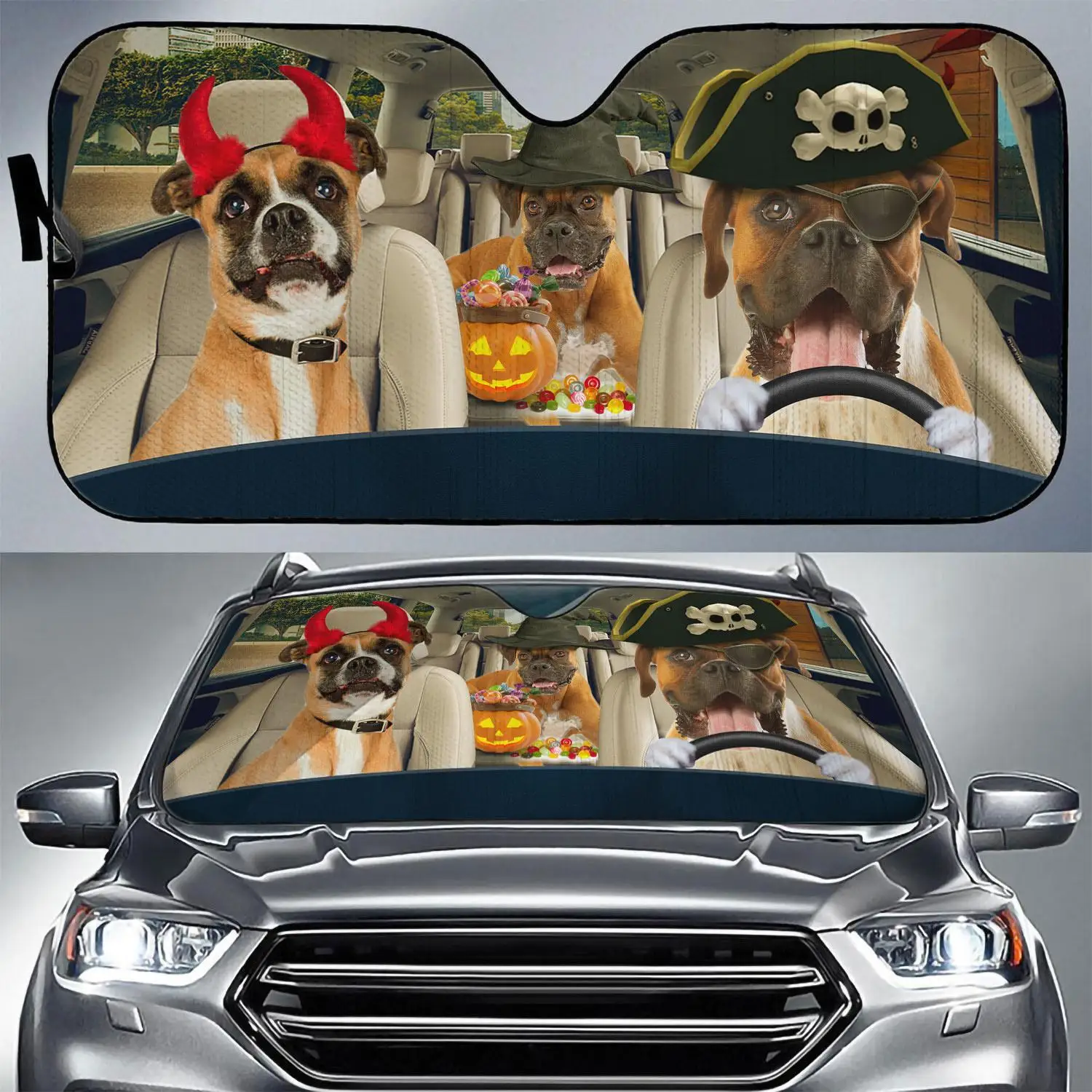 

Отличная фотография, Пиратская собака, автомобильный солнцезащитный козырек на Хэллоуин, любитель собак
